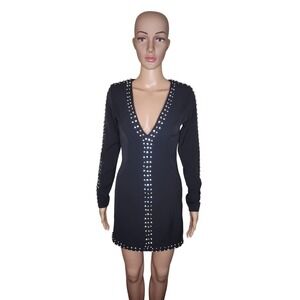 NWT Revolve NBD women's black crystal embellished long sleeve cocktail dress XXS